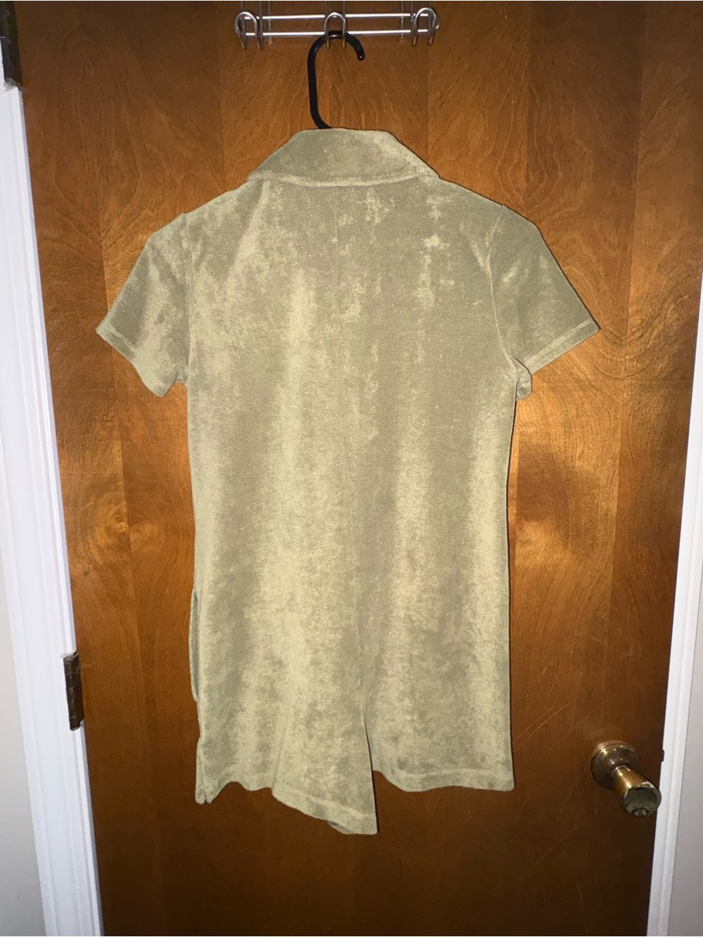 Olive Green American Eagle Terry Cloth Romper with Button Front - Picture 4 of 4
